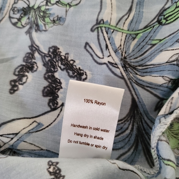 New Tiare Hawaii Blue Maxi Floral Print Short Sleeve Kaftan Maxi Dres Size OS - Picture 15 of 16